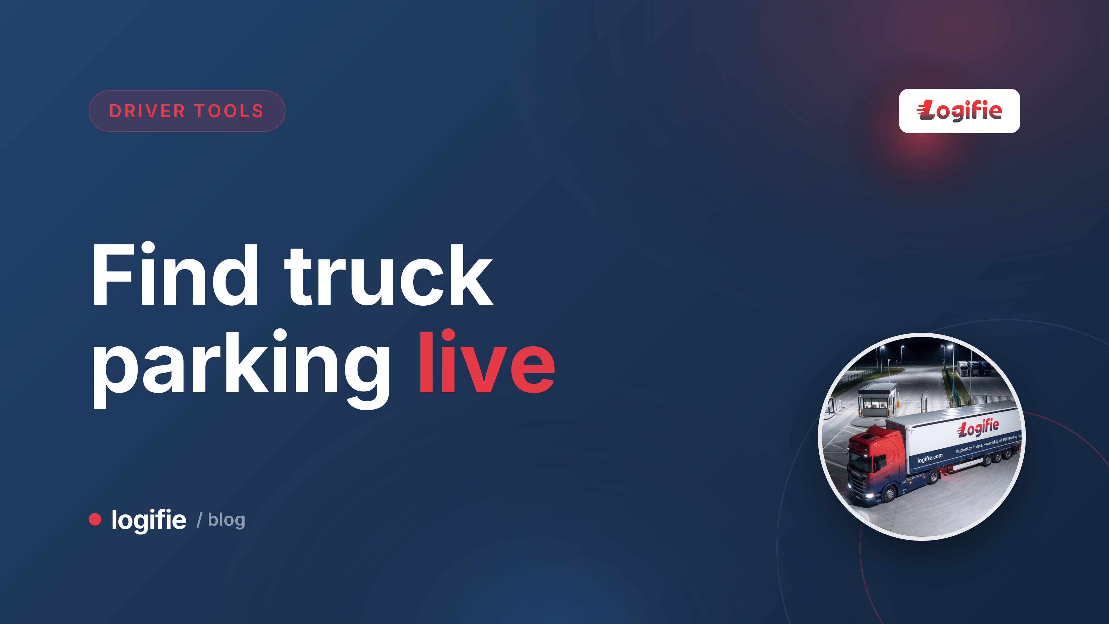HGV truck driver at the cab of a parked lorry reviewing a live parking map on a tablet, German Autobahn rest area at dusk, documentary photography style, no text overlays