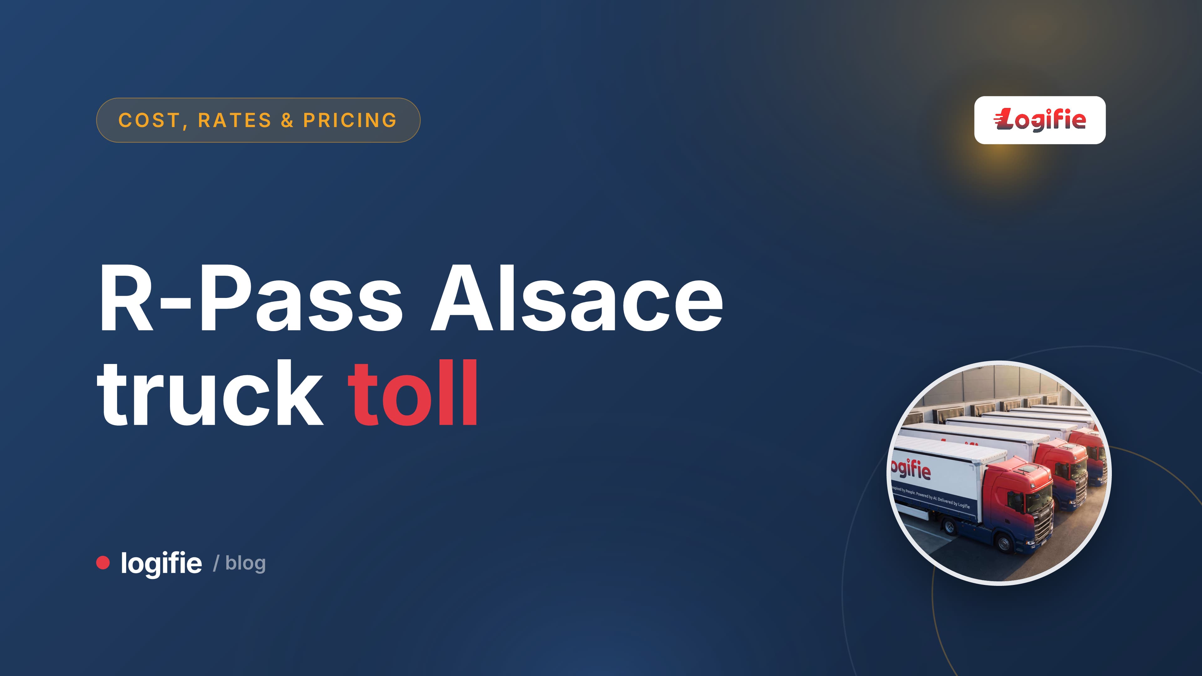 Printed R-Pass toll tariff grid beside a brass kilometre marker on a dispatcher desk, Alsace HGV toll per km