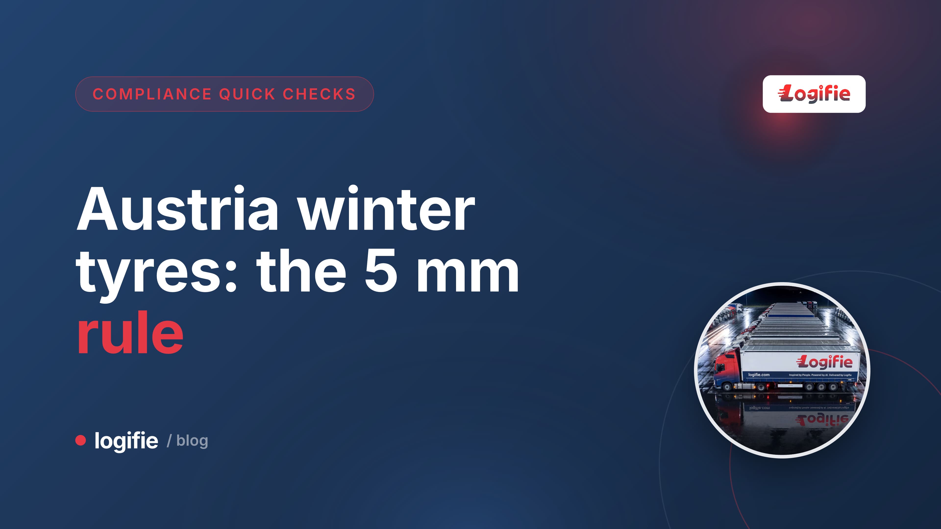 Truck drive axle with M+S winter tyre and tread depth gauge, illustrating Austria truck winter tyre rules