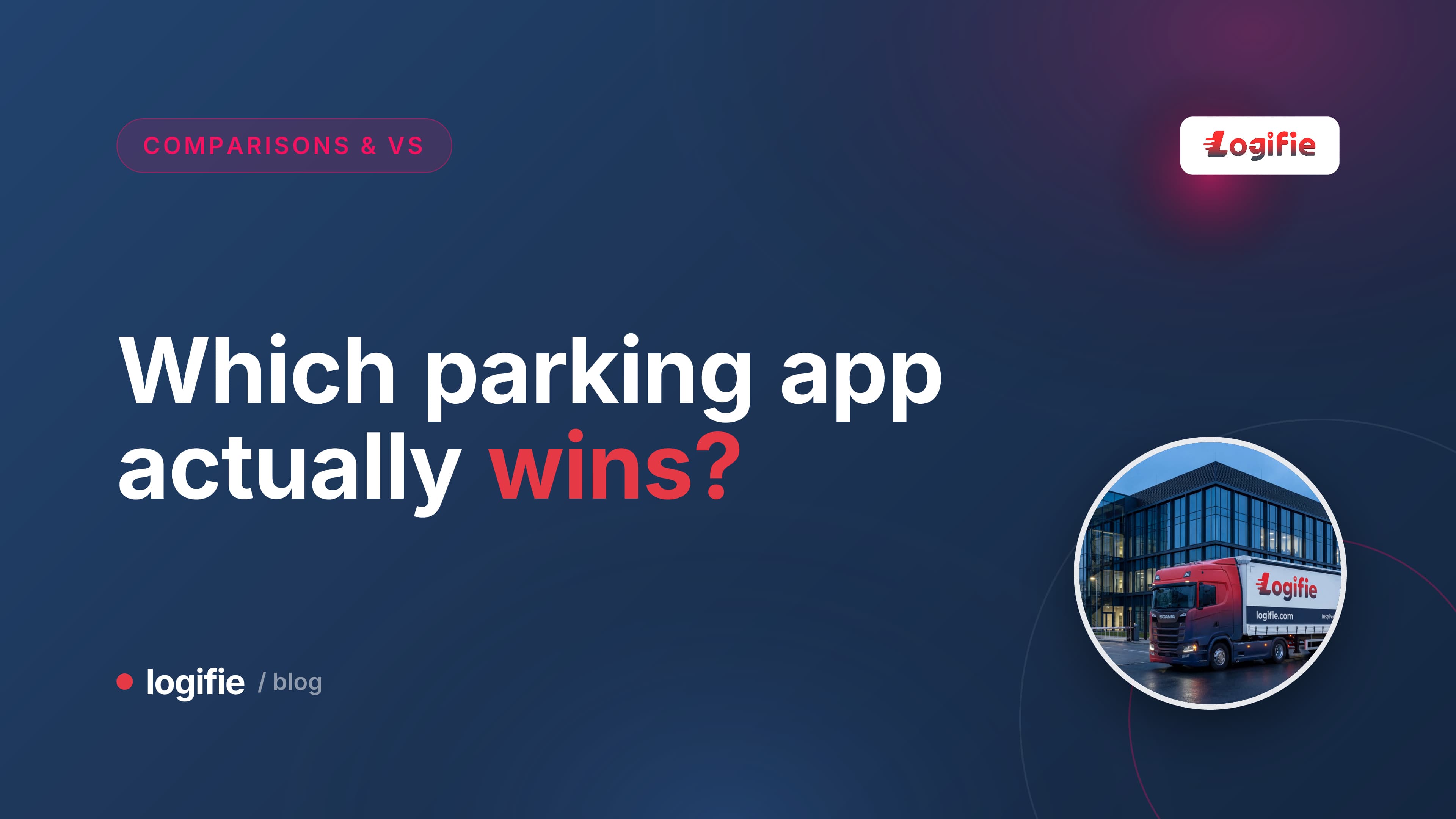 Truck cab dashboard at dusk showing multiple parking app screens side by side, comparing the best truck parking apps for Germany