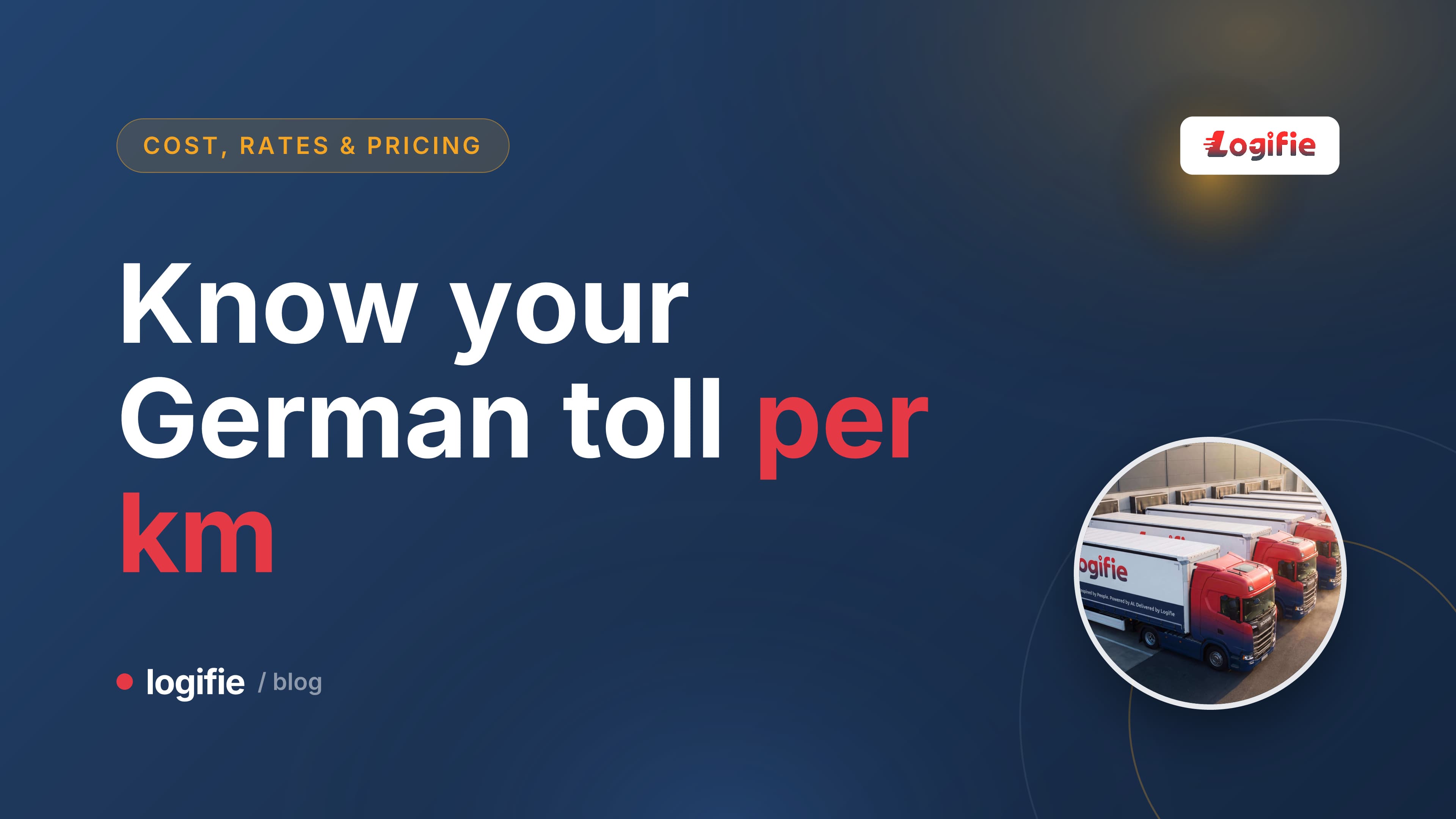 A German Autobahn toll gantry scanning a heavy articulated HGV at dusk, illustrating the LKW-Maut truck toll charged per kilometre in Germany