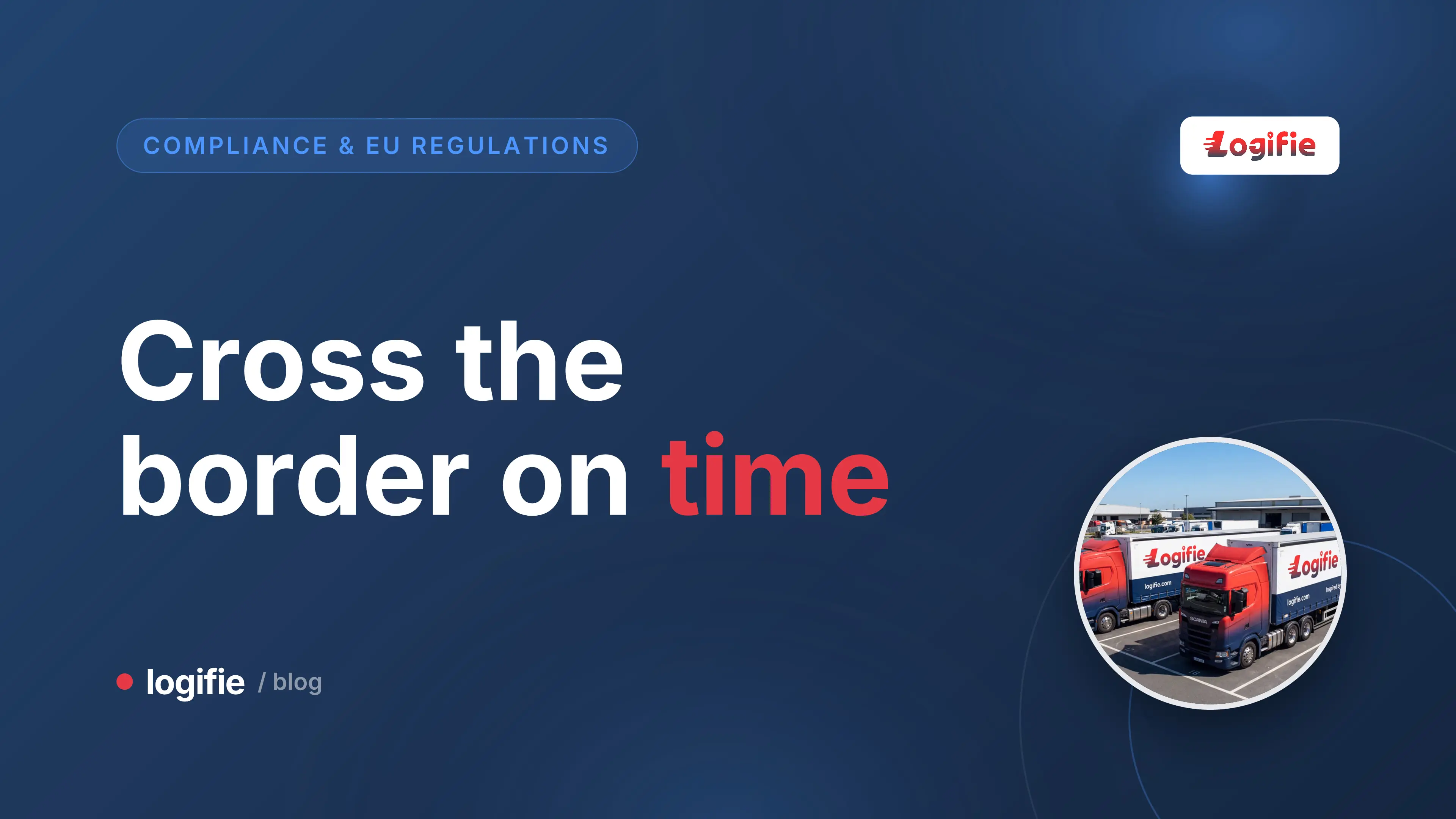 Abstract illustration of an EU border checkpoint rendered as a data gate, with a truck silhouette approaching a barrier of structured data fields and a one-hour countdown clock
